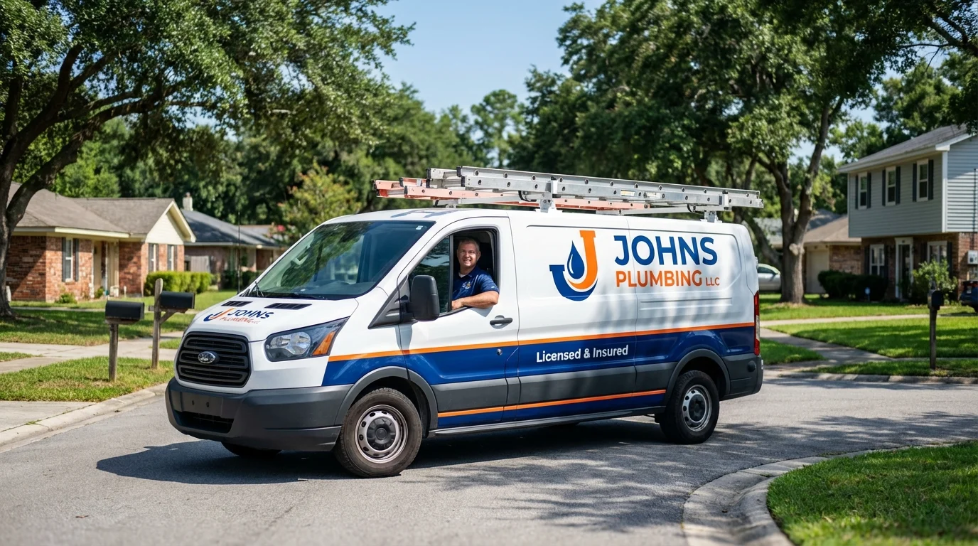 Johns Plumbing LLC service van in Fredericksburg, PA